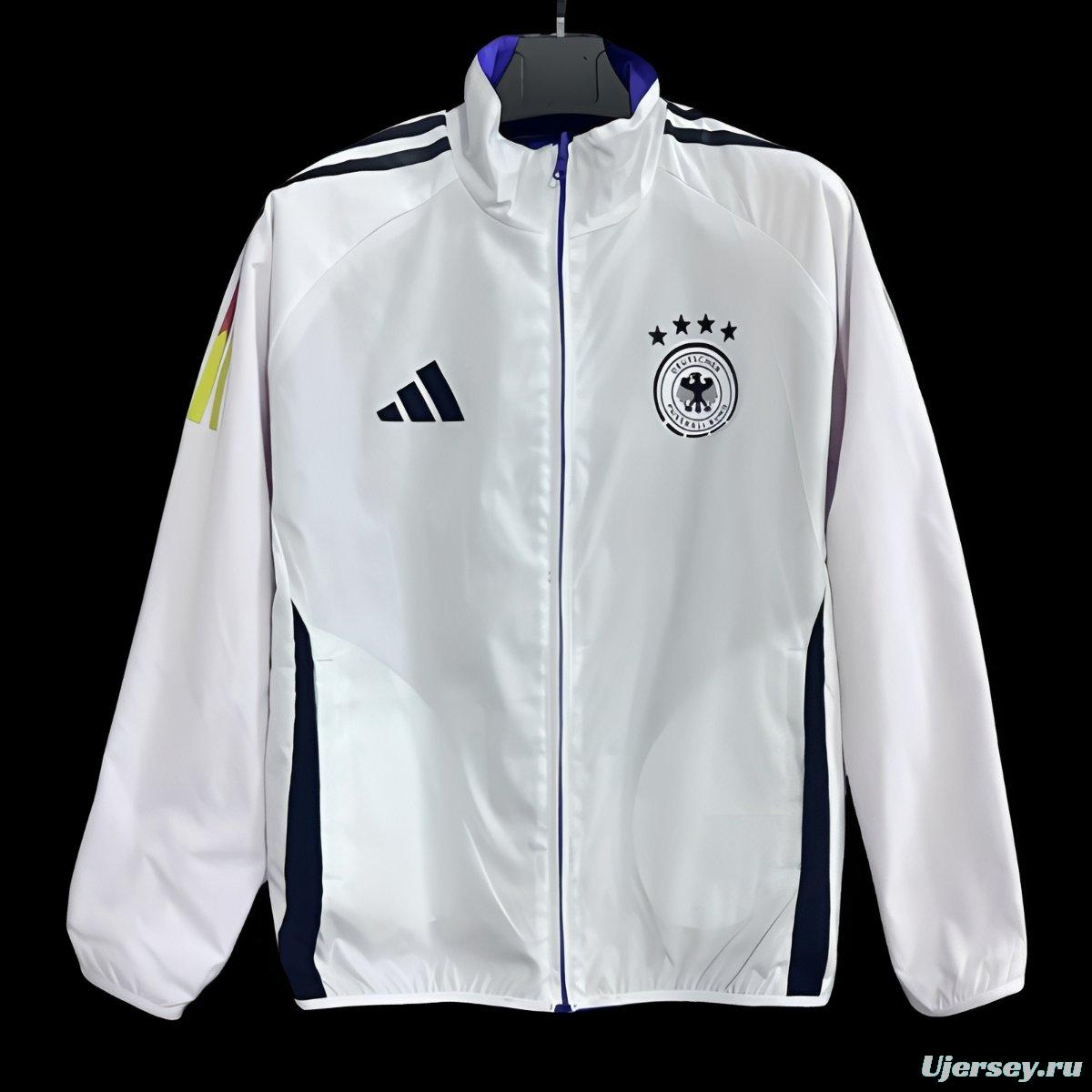 2026 Germany White Full Zipper Windbreaker