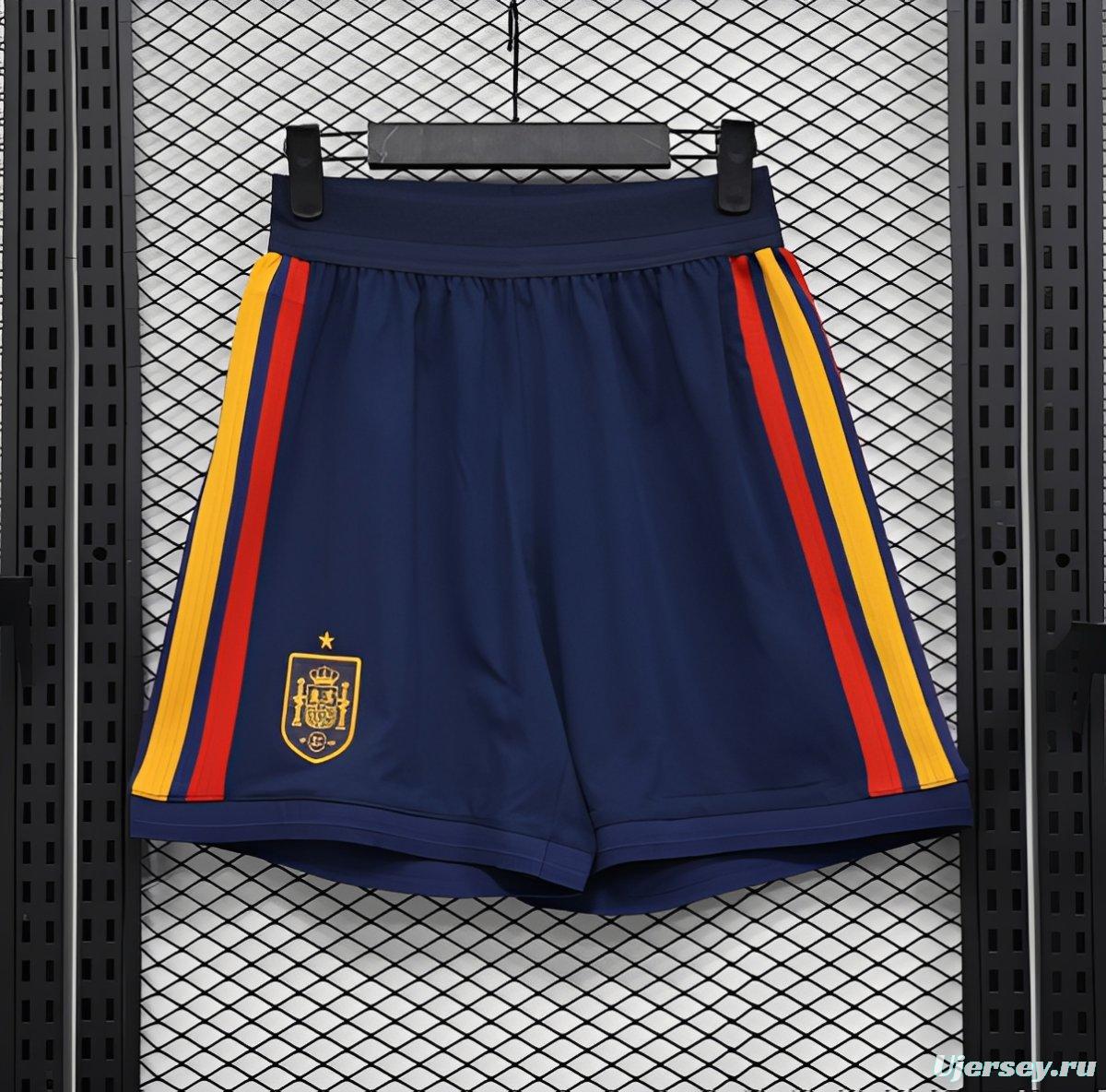 2026 Player Version Spain Navy Blue with Red Yellow Stripes Shorts
