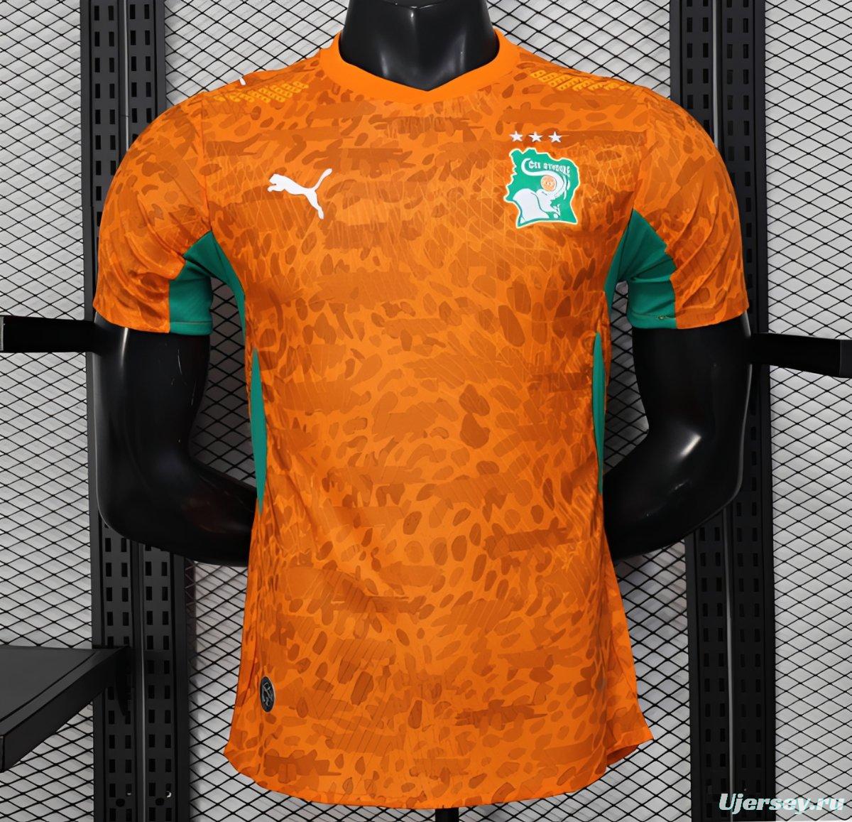 2026 Player Version Ivory Coast Orange with Leopard Pattern Jersey