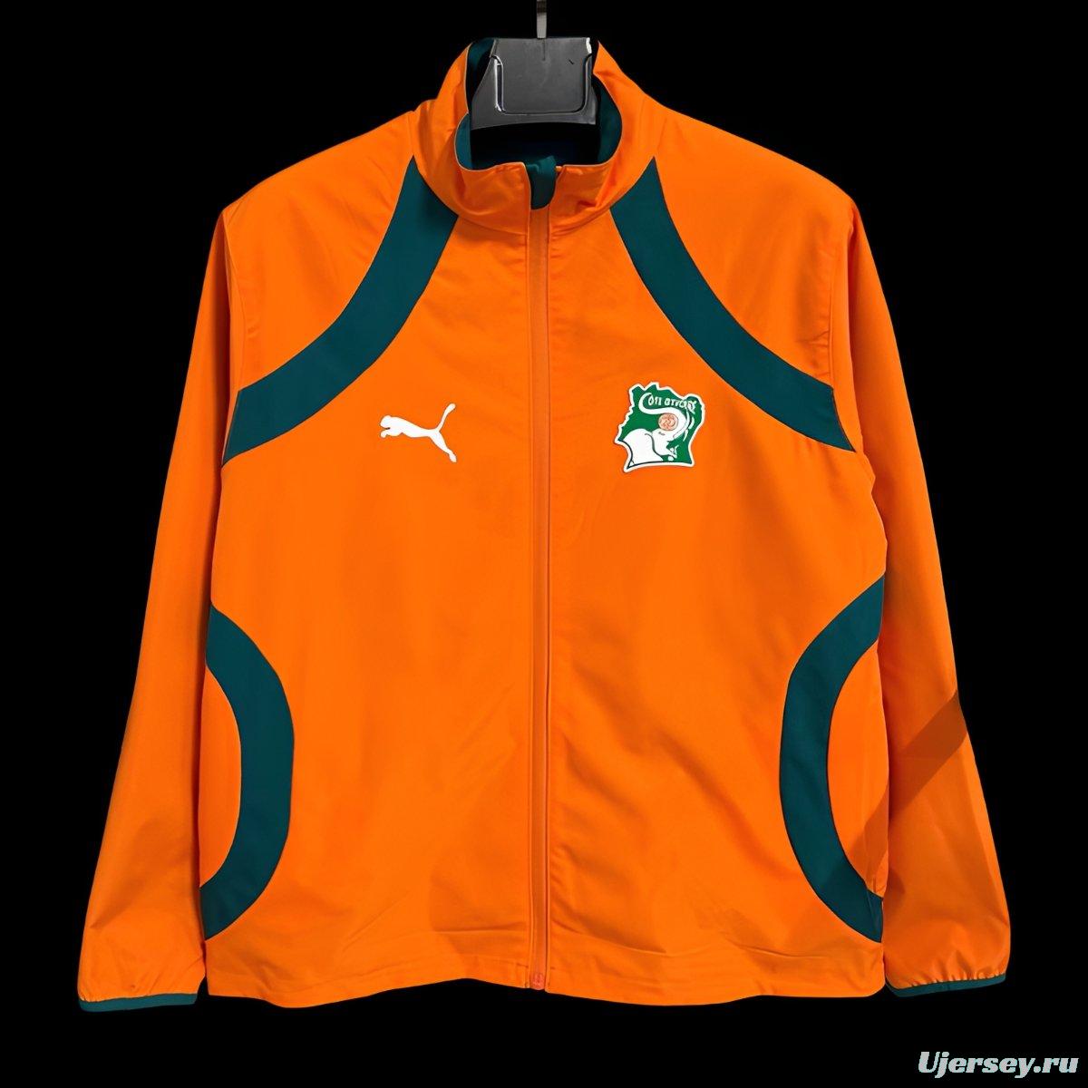 2026 Ivory Costa Orange Full Zipper Windbreaker