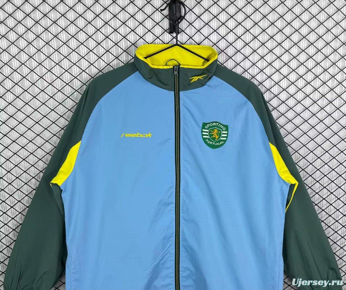 Retro 02/03 Sporting Lisbon Green Full Zipper Windbreaker