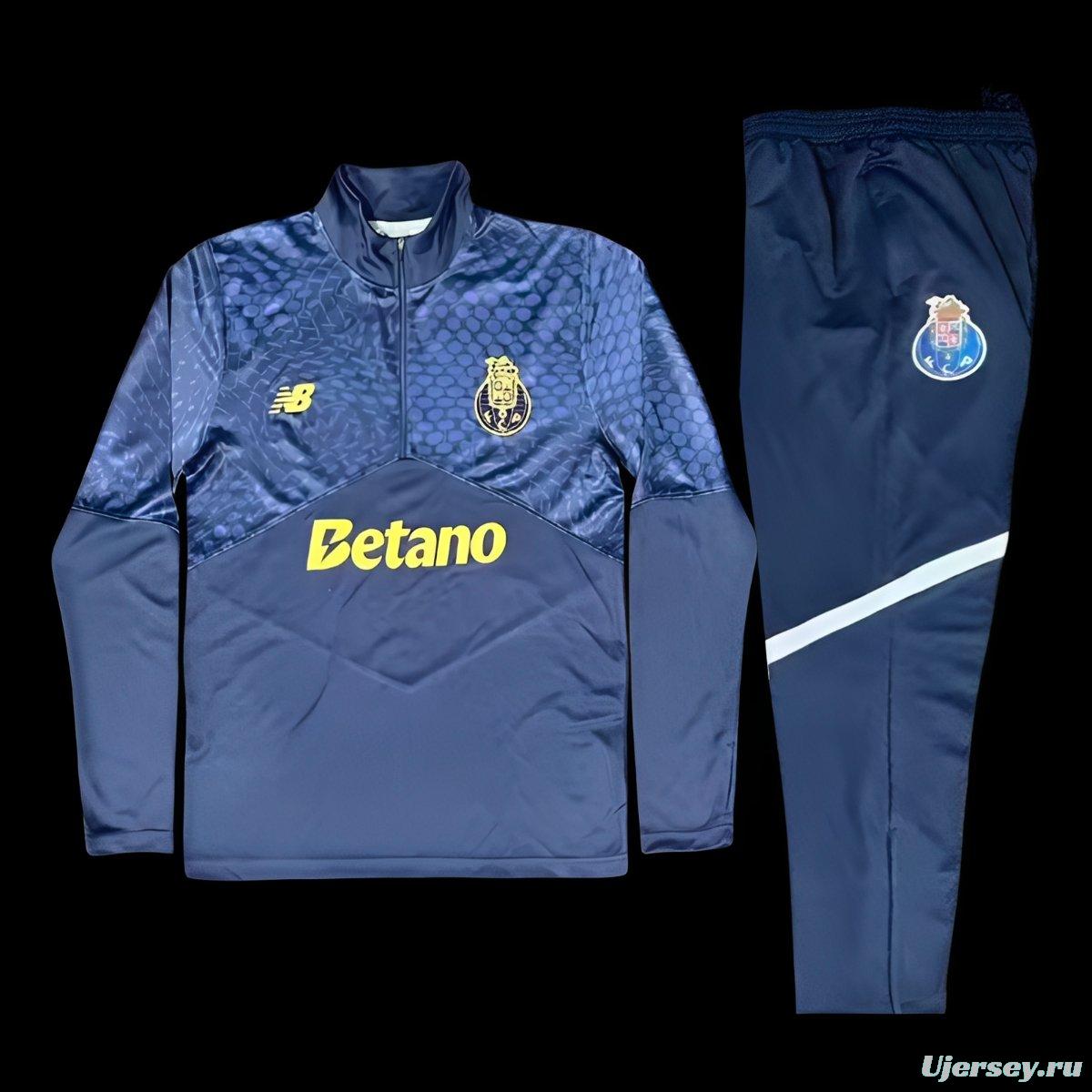 25/26 Porto Navy Blue / Dark Blue Half Zipper Tracksuit+Long Pants