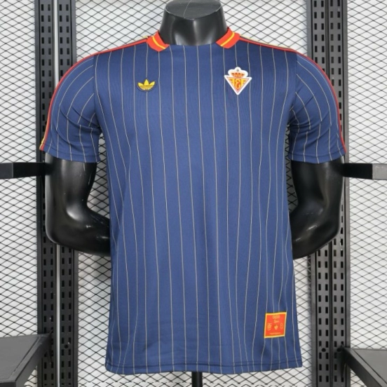 2026 Player Version Spain Navy Blue with Thin Yellow Pinstripes Jersey