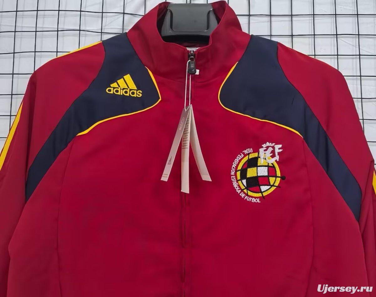 2026 Spain Vintage Adidas Red Full Zipper Windbreaker