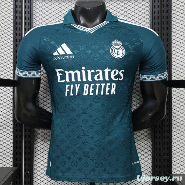 Player Version 2026 Real Madrid × Louis Vuitton Teal LV Monogram Adidas Collab Special Edition Jersey