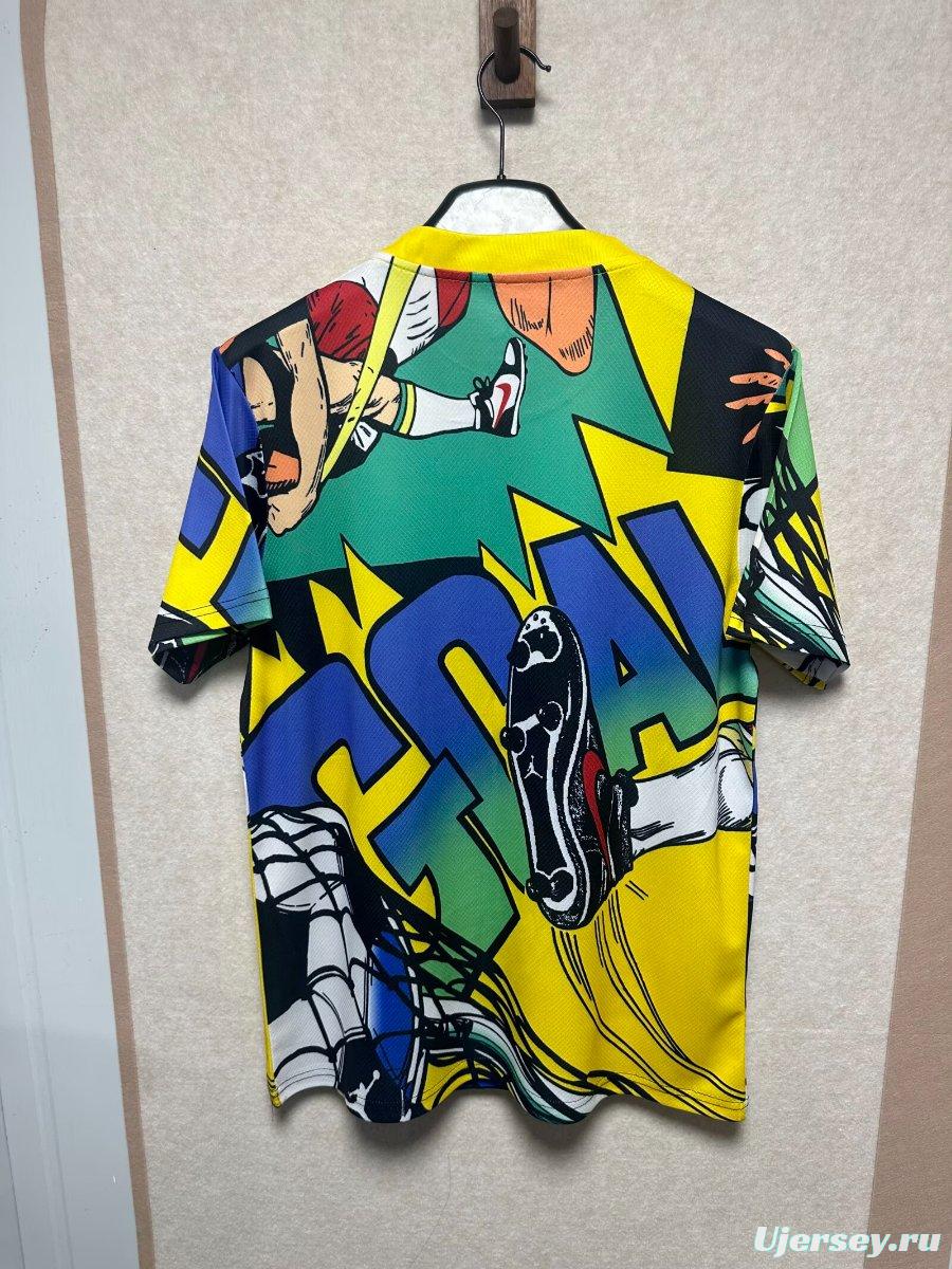 2026 Jordan Brazil World Cup Lifestyle Vibrant Blue Yellow Jersey