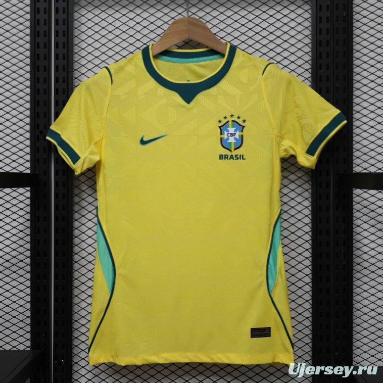 Player Version Women 2026  Brazil Yellow with Green Home Jersey