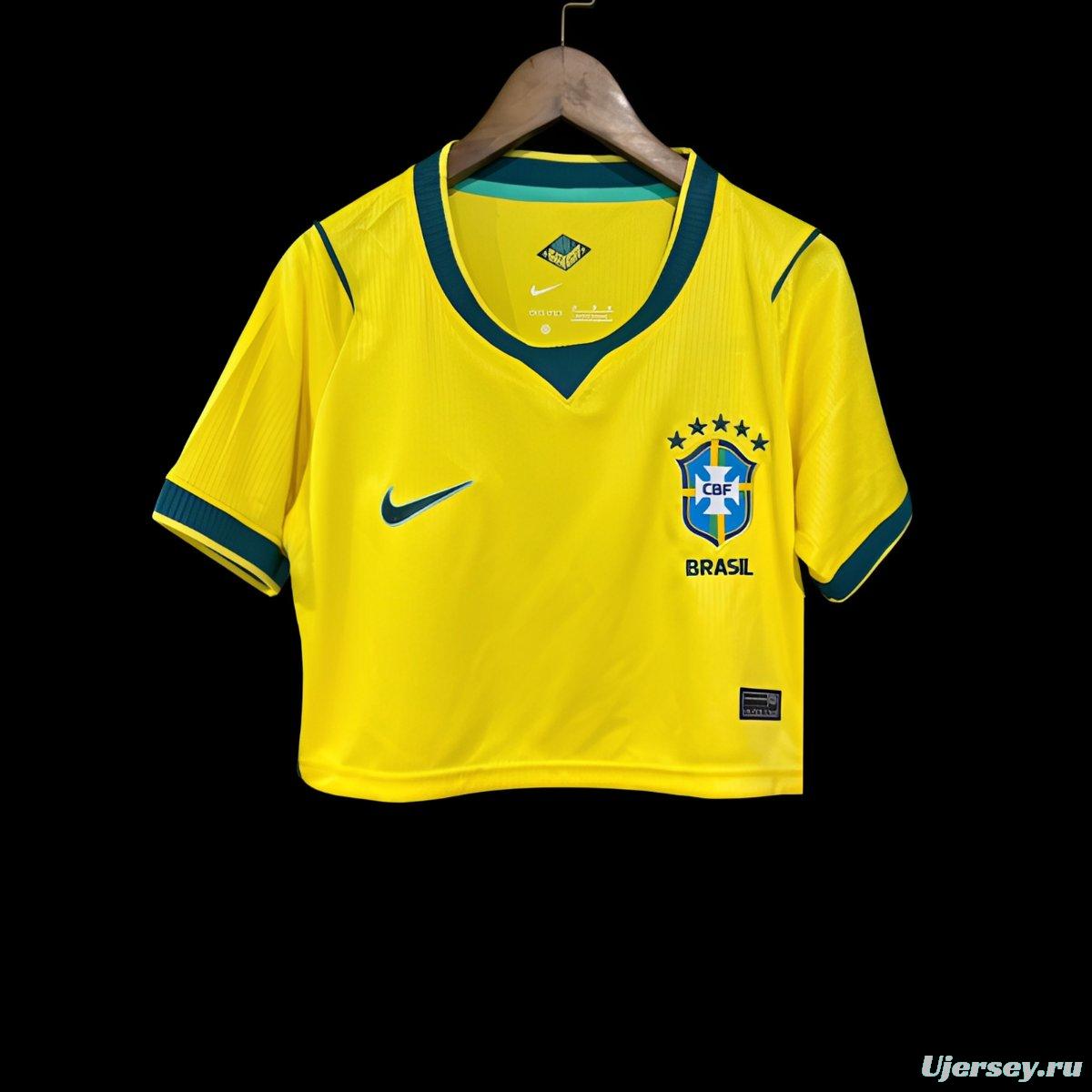 2026 Brazil Home Women Cropped Jersey