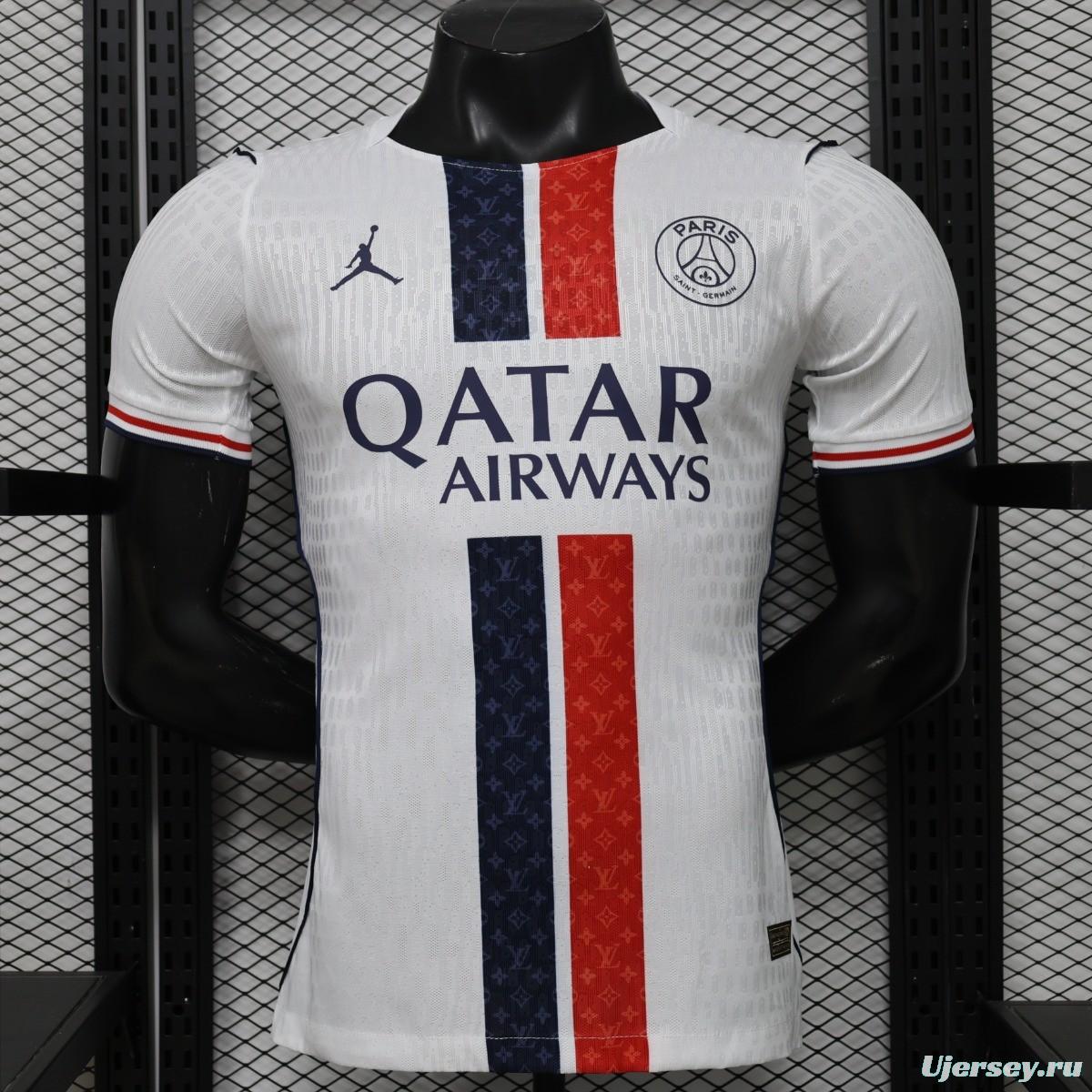 Player Version 26/27 Paris Saint-Germain Away  White & Navy/Red Stripe Special Edition Jersey