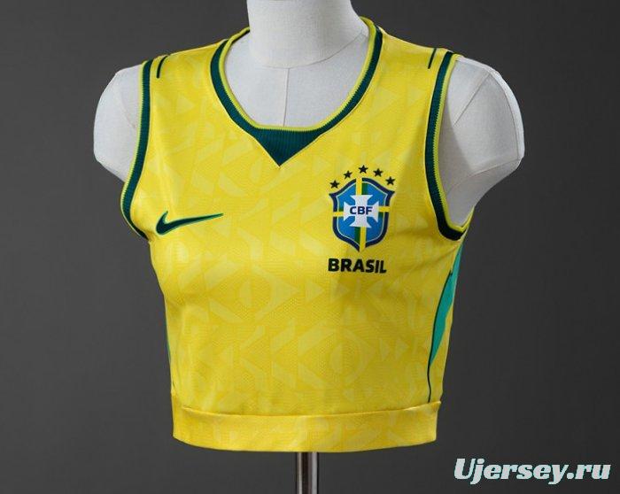 2026 Brazil Women's Crop Tank Top Home Jersey