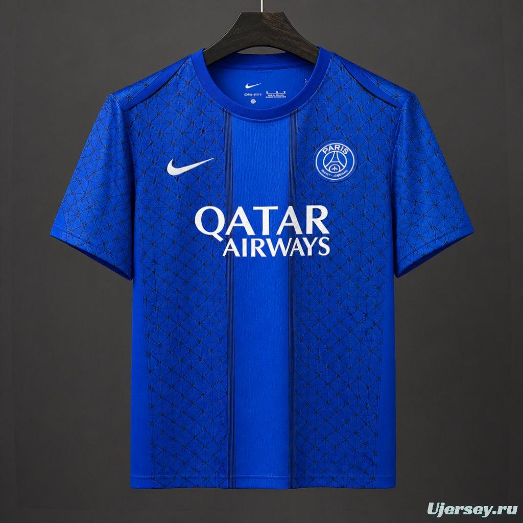 25/26 PSG Academy Pro Pre-Match Blue Paris Saint-Germain Geometric Pattern Pre-Match Jersey