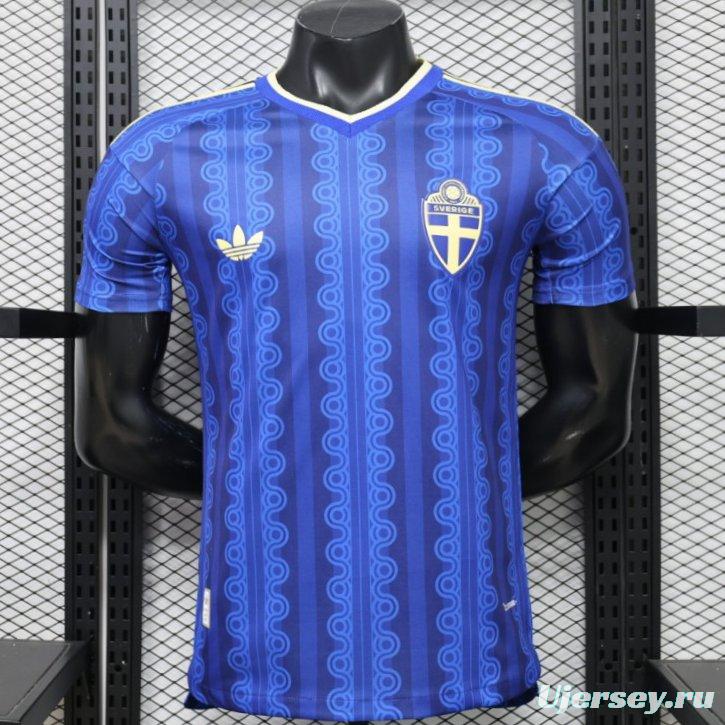 Player Version 2026 Sweden Blue with Tonal Chain Stripe  Away Jersey