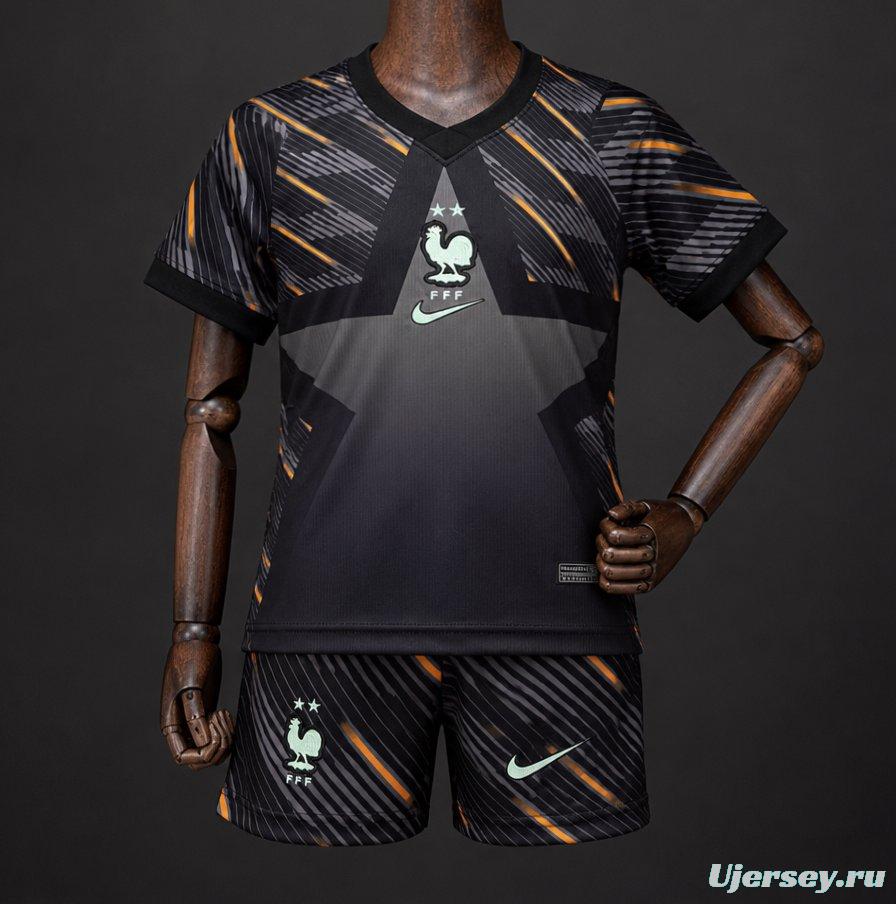 2026 Kids France Black with Orange  Away Jersey