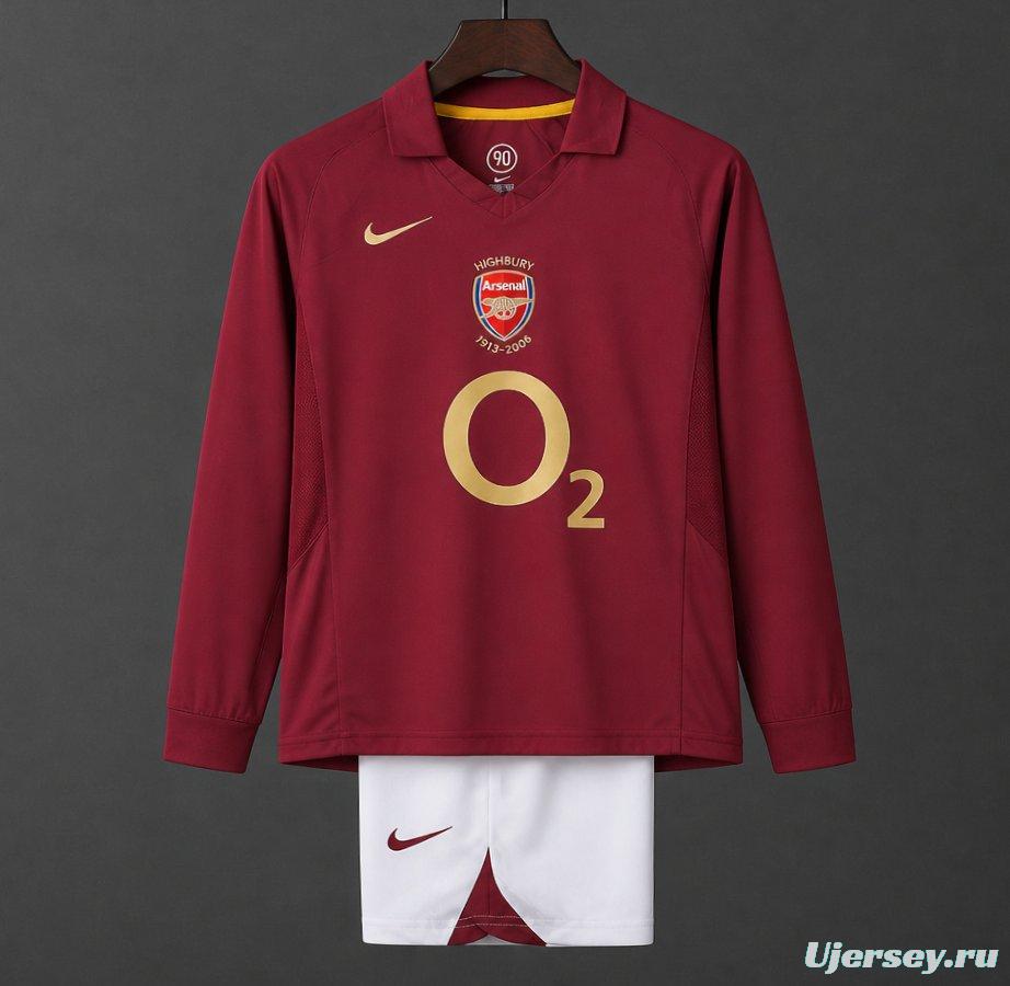 Retro Kids 05/06 Arsenal Home Long Sleeve Jersey