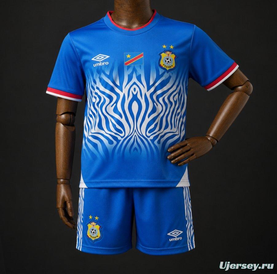 2026 Kids DR Congo Sky Blue Home Jersey