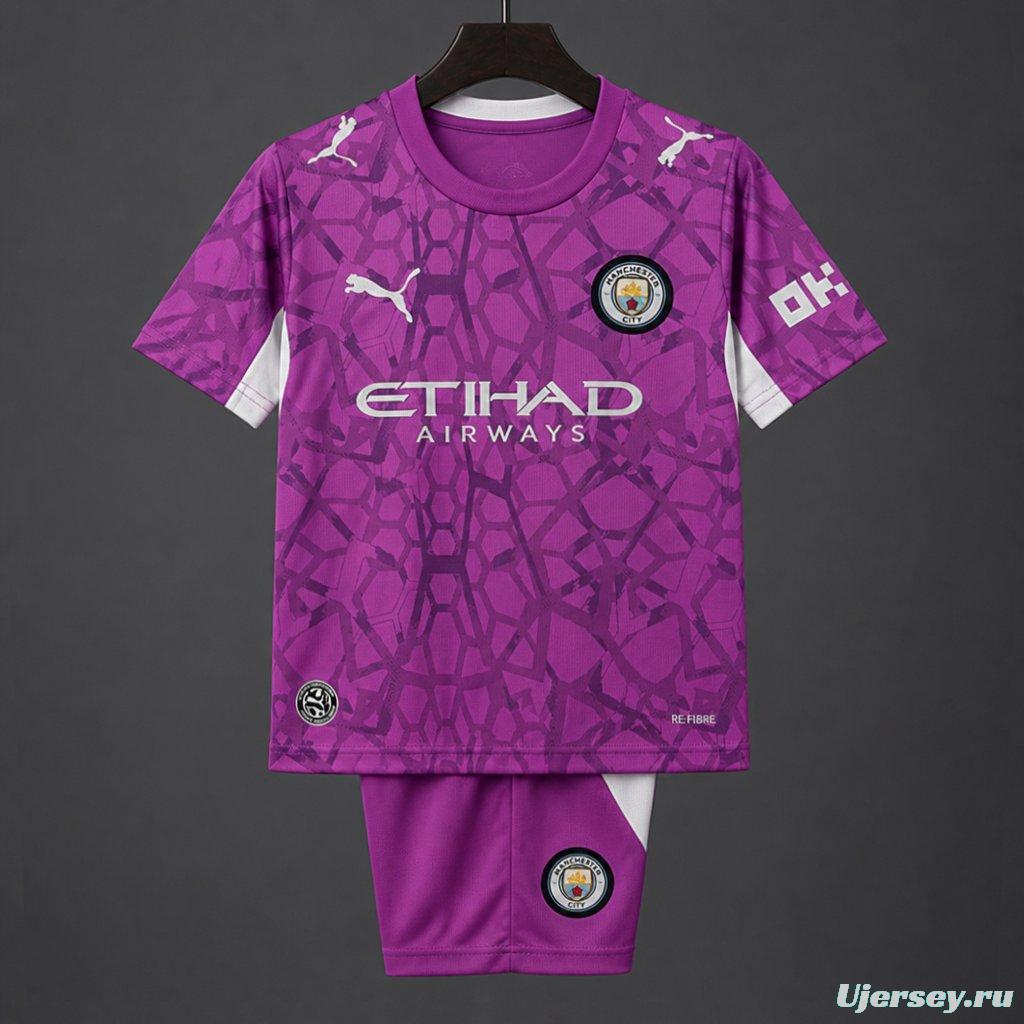 26/27 Kids Manchester City Goalkeeper Electric Orchid Jersey