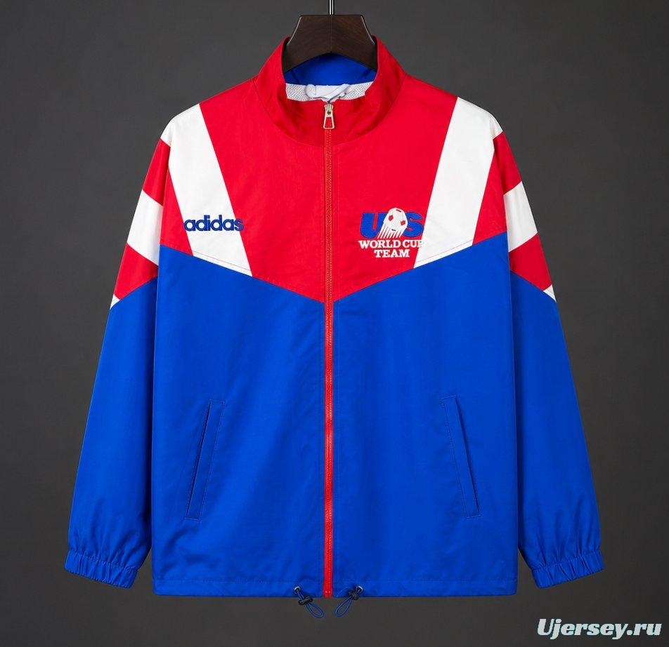 Retro 1994 USA Blue Full Zipper Windbreaker