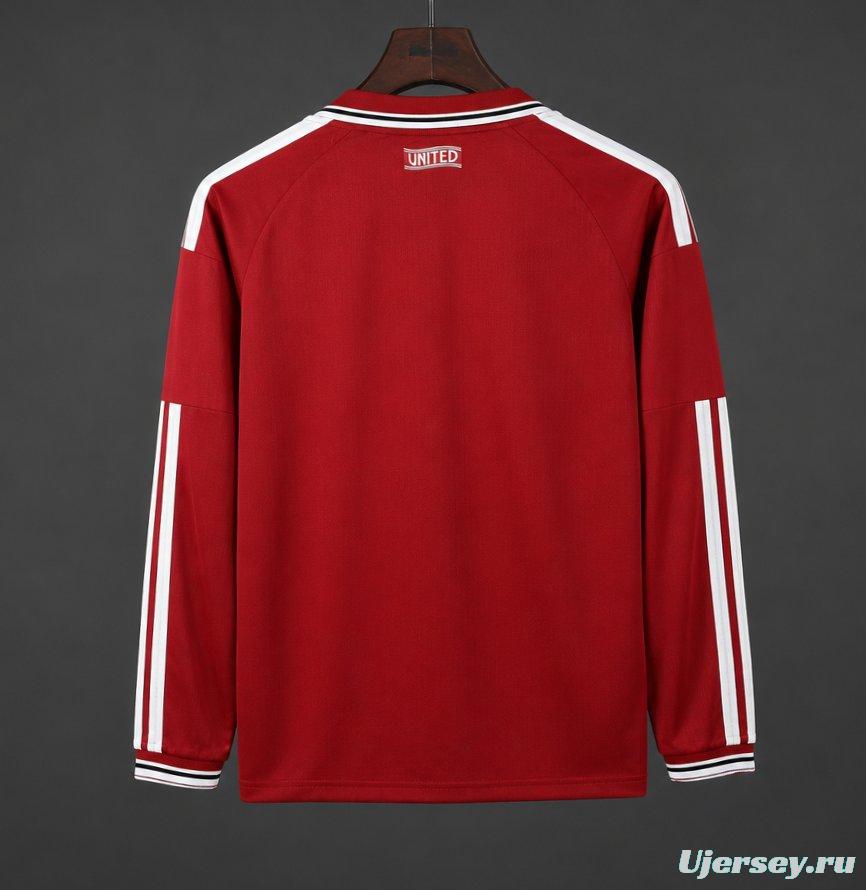 26/27 Manchester United Red with White Stripes Long Sleeve Home Jersey