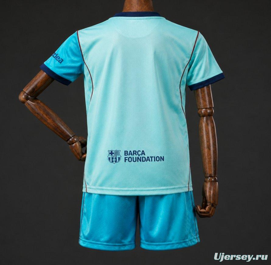26/27 Kids  Barcelona Teal Third Jersey Kit