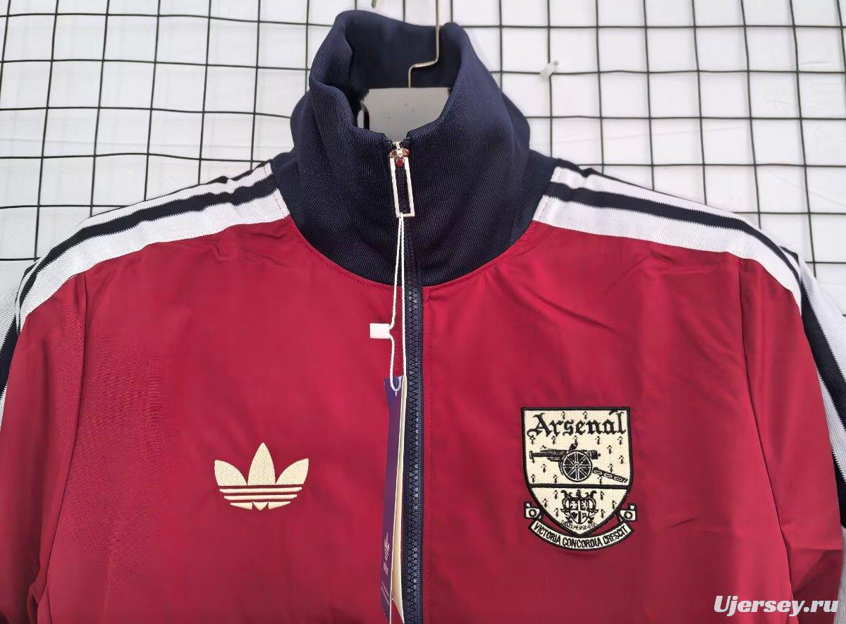 26/27 Arsenal Track Jacket Burgundy Black Full Zipper Windbreaker