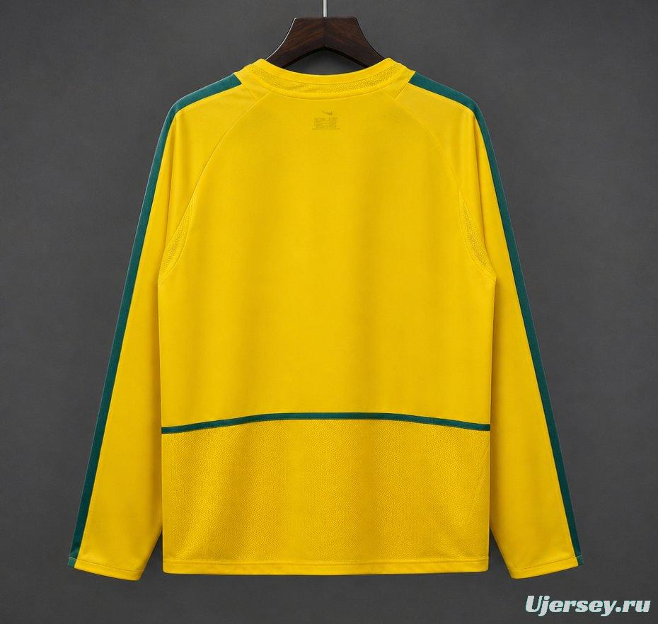 Retro 2002 Brazil Home Long Sleeve Jersey