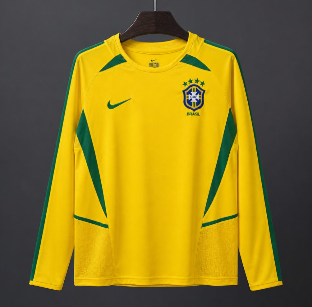 Retro 2002 Brazil Home Long Sleeve Jersey