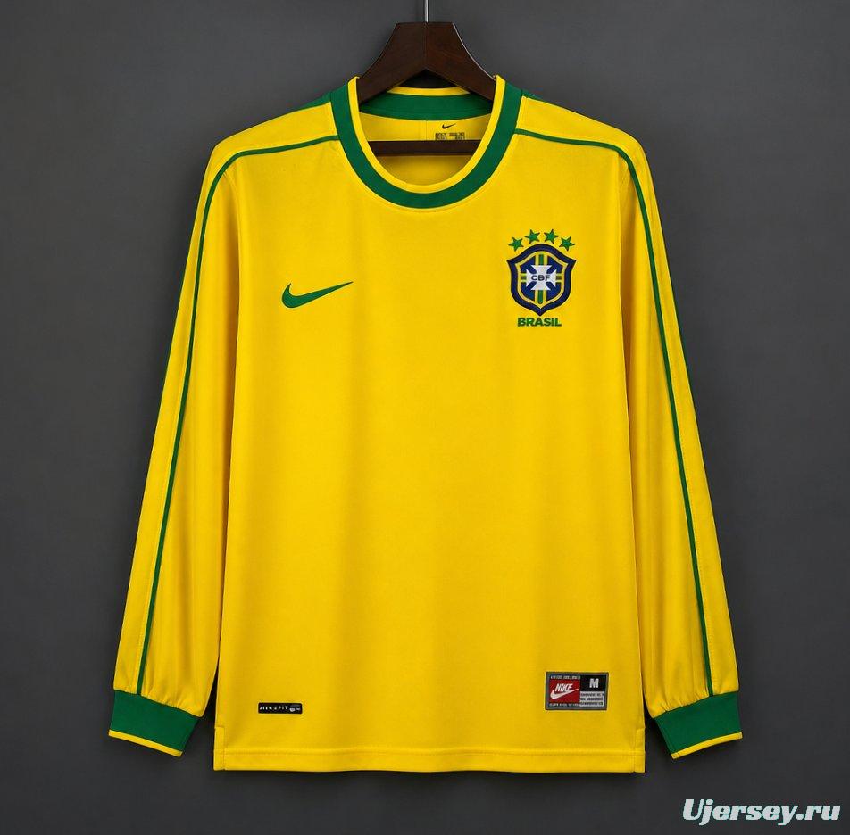 Retro 1998 Brazil Home Long Sleeve Jersey