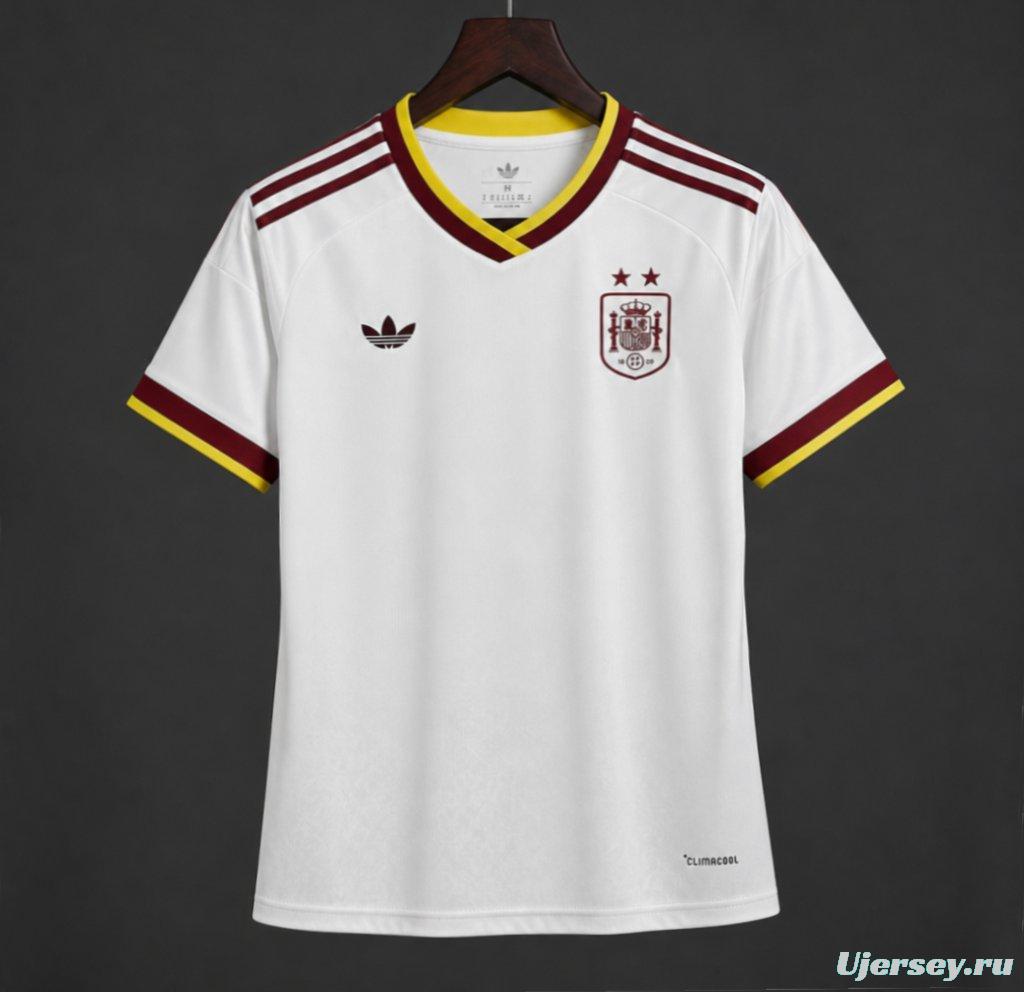 2 Star 2026 Women Spain Away White Jersey With Champion Patch