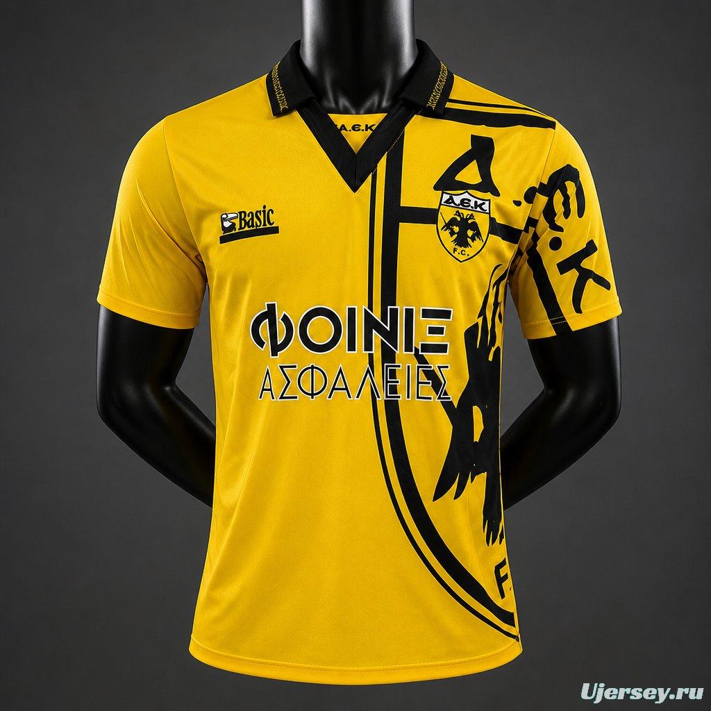 Retro 94/95 AEK Athens Home  Yellow Jersey