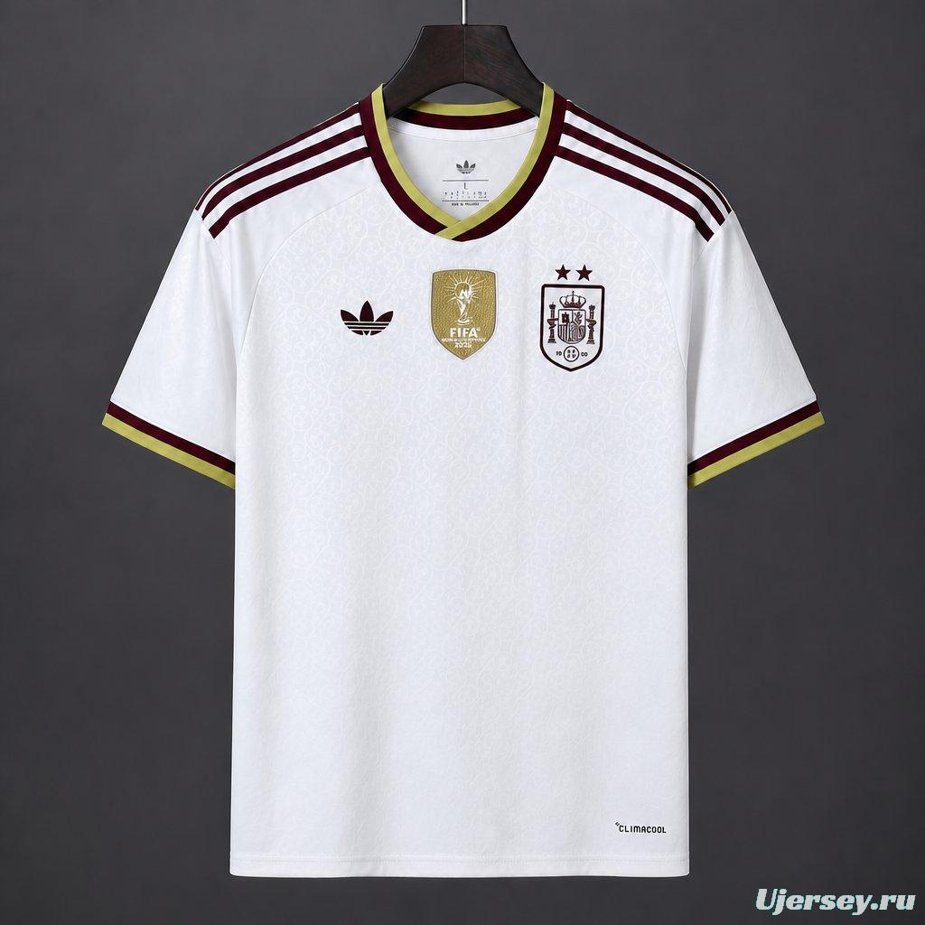 2 Star 2026 Spain Away White Jersey With Champion Patch