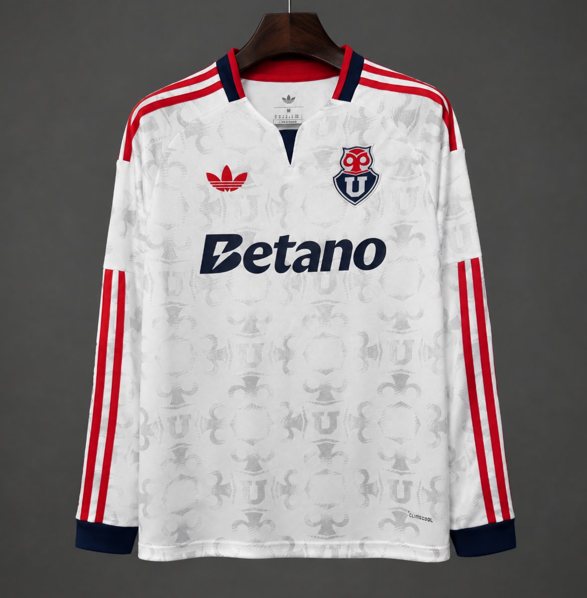 26/27 Universidad de Chile Away White Chuncho Monogram Embossed Pattern Long Sleeve Jersey